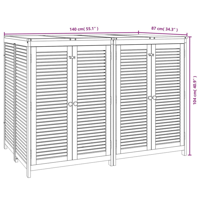 Putekasse 140x87x104 cm heltre akasie