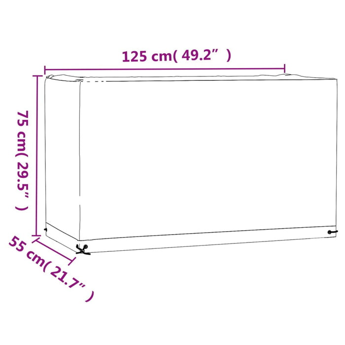 Hagemøbeltrekk 2 stk 8 maljer 125x55x75 cm rektangulær