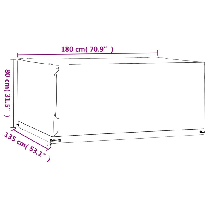 Hagemøbeltrekk 2 stk 8 maljer 180x135x80 cm rektangulær