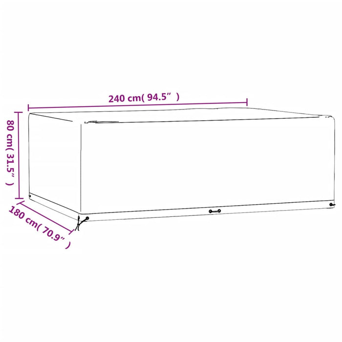 Hagemøbeltrekk 2 stk 12 maljer 240x180x80 cm rektangulær