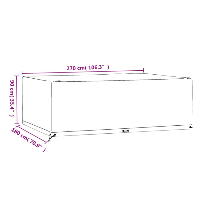 Hagemøbeltrekk 2 stk 12 maljer 270x180x90 cm rektangulær