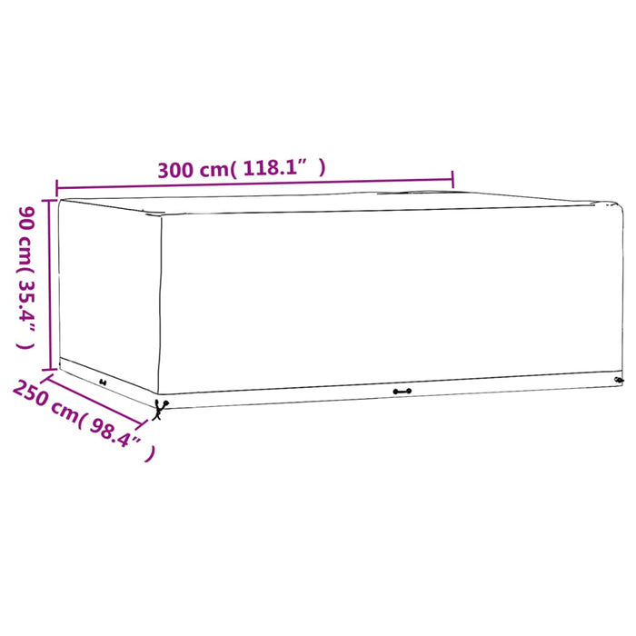 Hagemøbeltrekk 2 stk 16 maljer 300x250x90 cm rektangulær