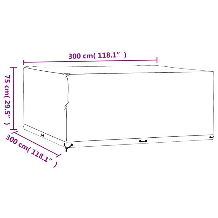 Hagemøbeltrekk 2 stk 16 maljer 300x300x75 cm firkantet