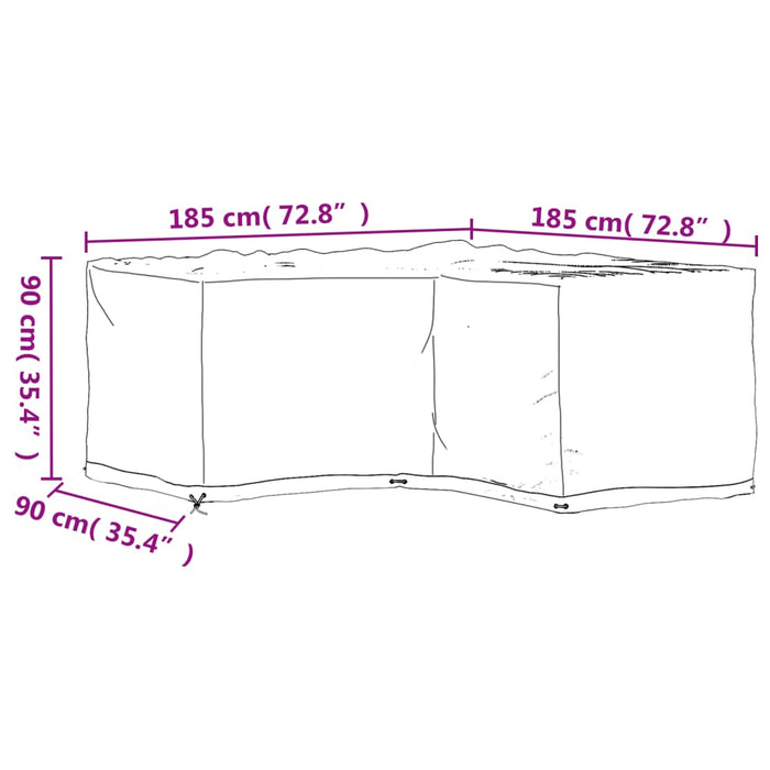 L-formet hagemøbeltrekk 2 stk 12 maljer 185x185x90 cm