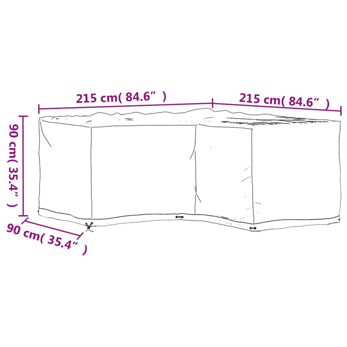 L-formet hagemøbeltrekk 2 stk 16 maljer 215x215x90 cm