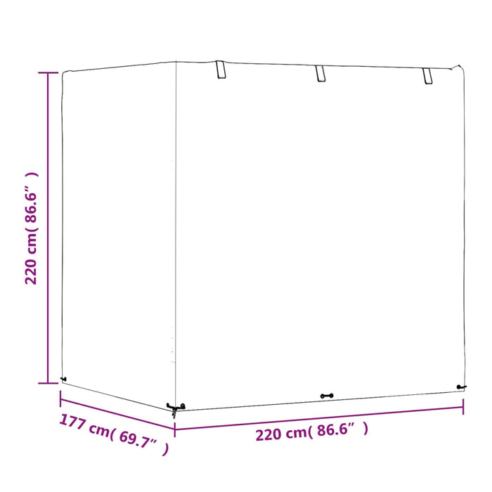 Trekk til huskebenk 2 stk 12 maljer 220x177x220 cm polyetylen