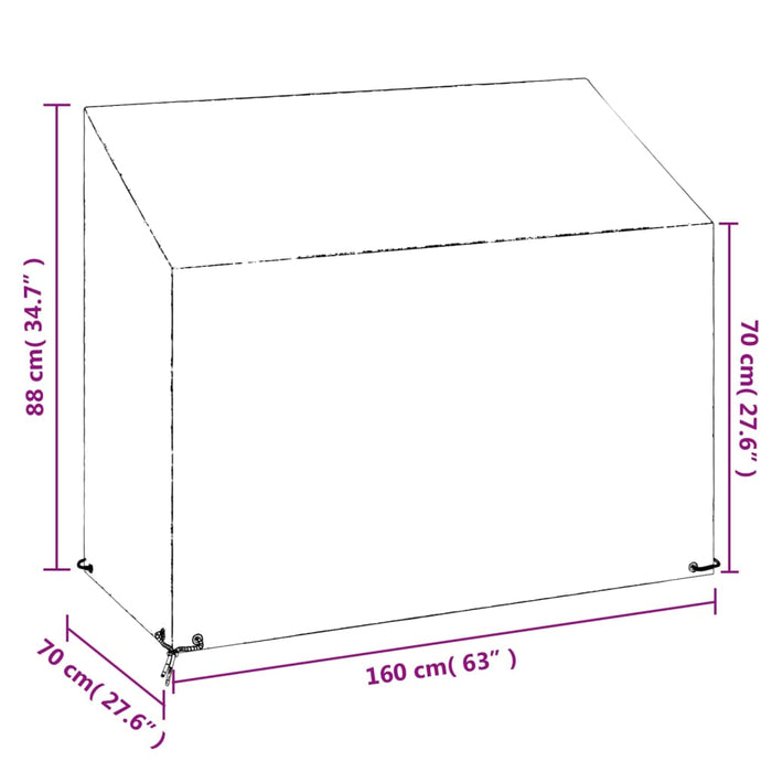 Trekk til hagebenk 2 stk 8 maljer 160x70x70/88 cm polyetylen