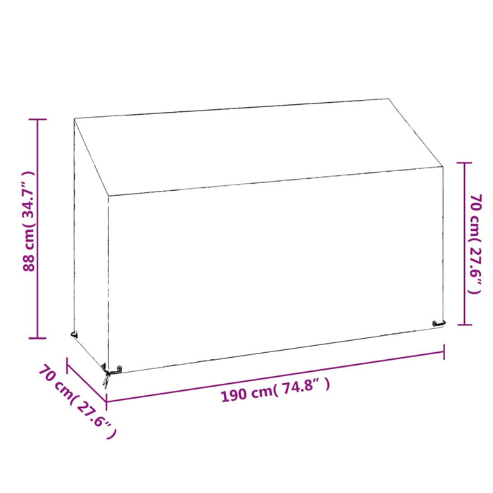 Trekk til hagebenk 2 stk 8 maljer 190x70x70/88 cm polyetylen