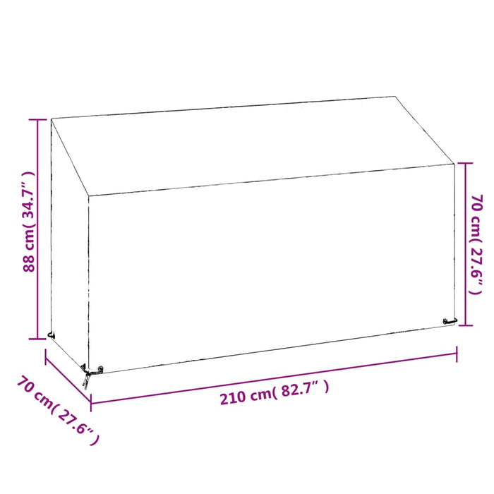 Trekk til hagebenk 2 stk 12 maljer 210x70x70/88 cm polyetylen