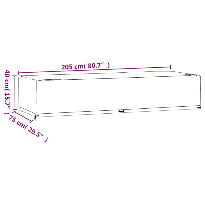 Solsengtrekk 2 stk 12 maljer 205x75x40 cm polyetylen