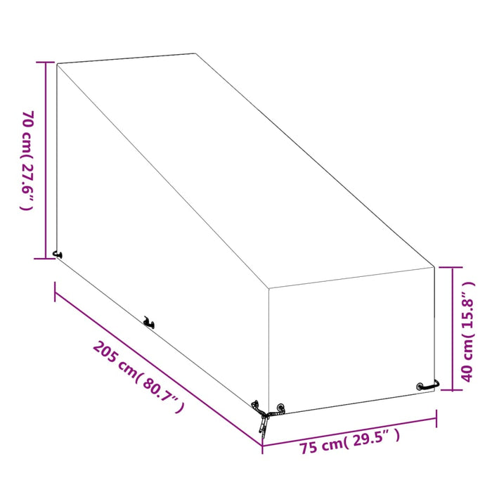 Solsengtrekk 2 stk 12 maljer 205x75x40/70 cm polyetylen