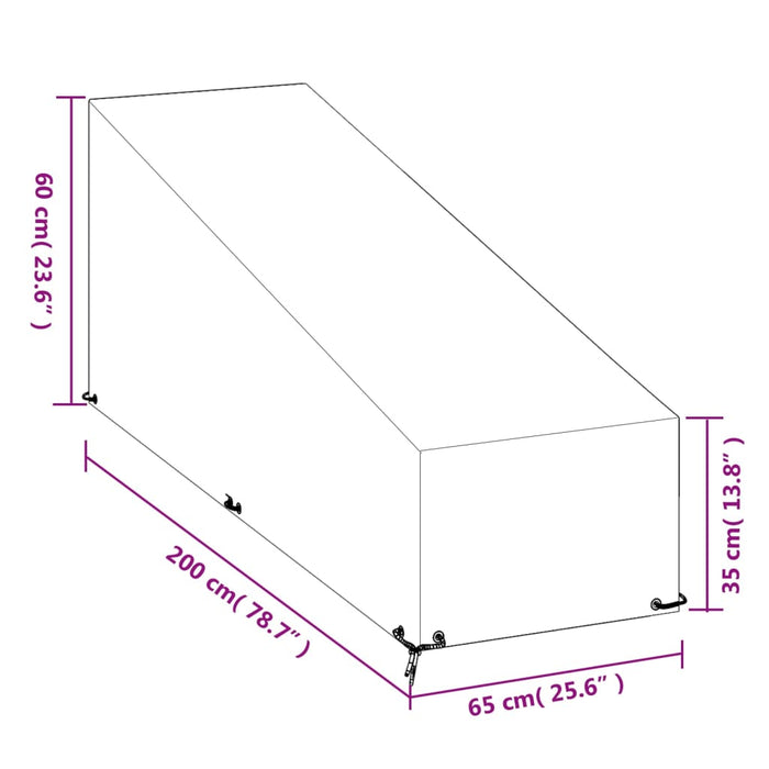 Solsengtrekk 2 stk 12 maljer 200x65x35/60 cm polyetylen