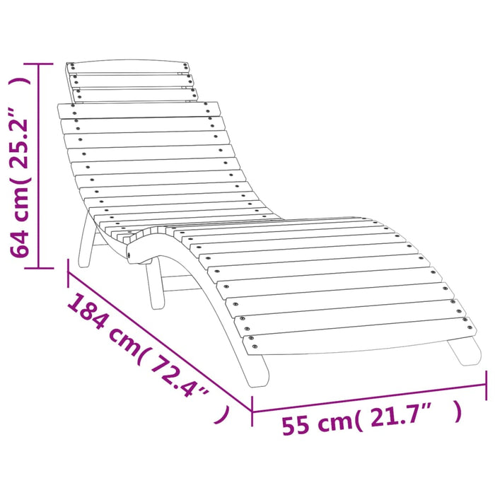 Solsenger 2 stk hvit 184x55x64 cm heltre akasie