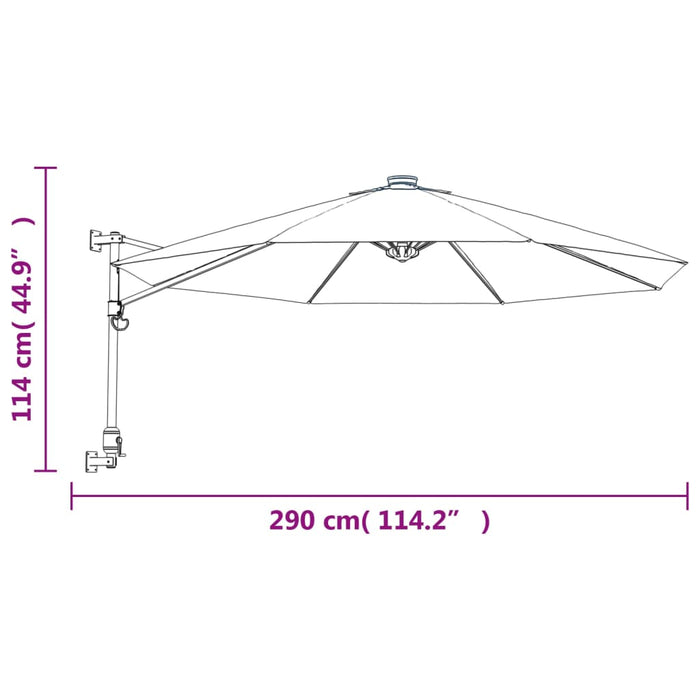 Veggmontert parasoll lyserød 290 cm