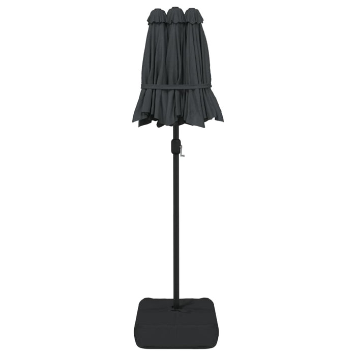 Parasoll dobbelt hode med LED antrasitt 316x240 cm