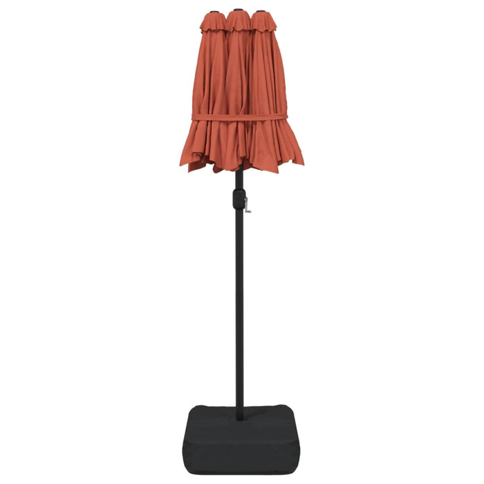 Parasoll dobbelt hode med LED terrakotta 316x240 cm