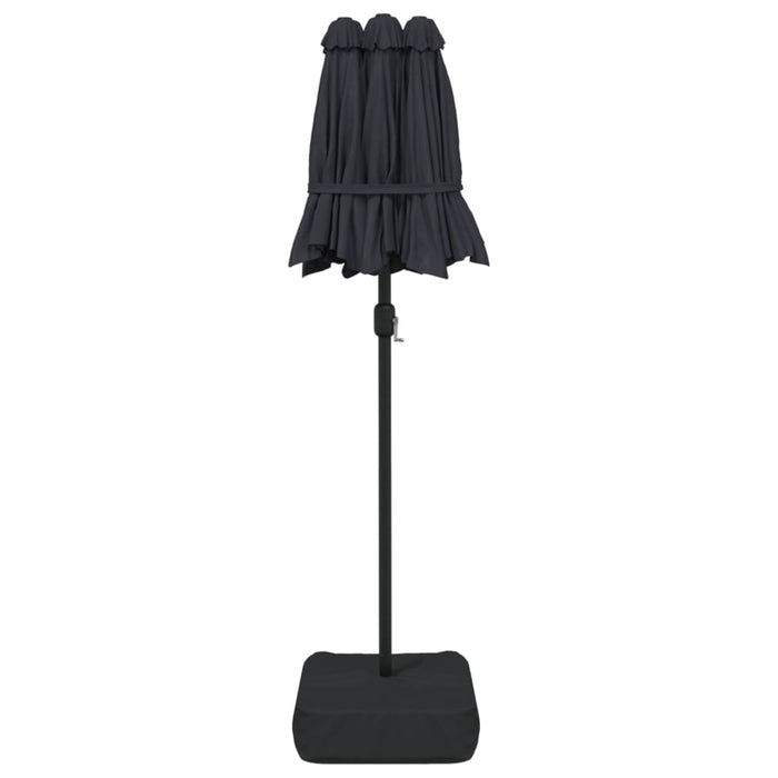 Parasoll dobbelt hode med LED svart 316x240 cm