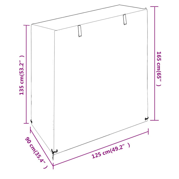 Trekk til huskebenk 8 maljer 125x90x135/165 cm polyetylen