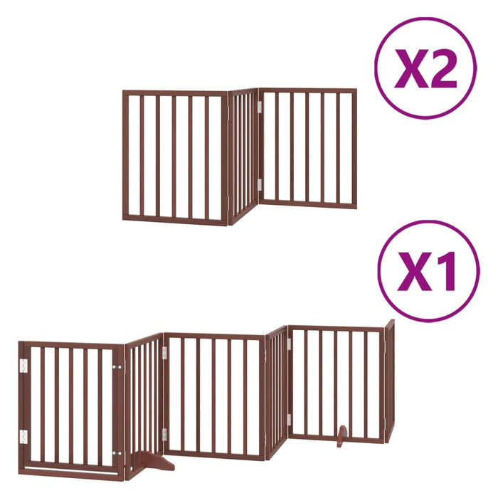 Hundeport sammenleggbar 12 paneler brun 600 cm poppeltre