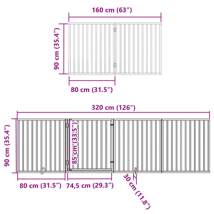 Hundeport sammenleggbar 6 paneler 480 cm poppeltre