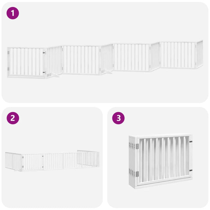 Hundeport sammenleggbar 8 paneler hvit 640 cm poppeltre