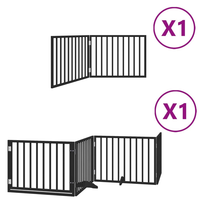 Hundeport sammenleggbar 6 paneler svart 480 cm poppeltre