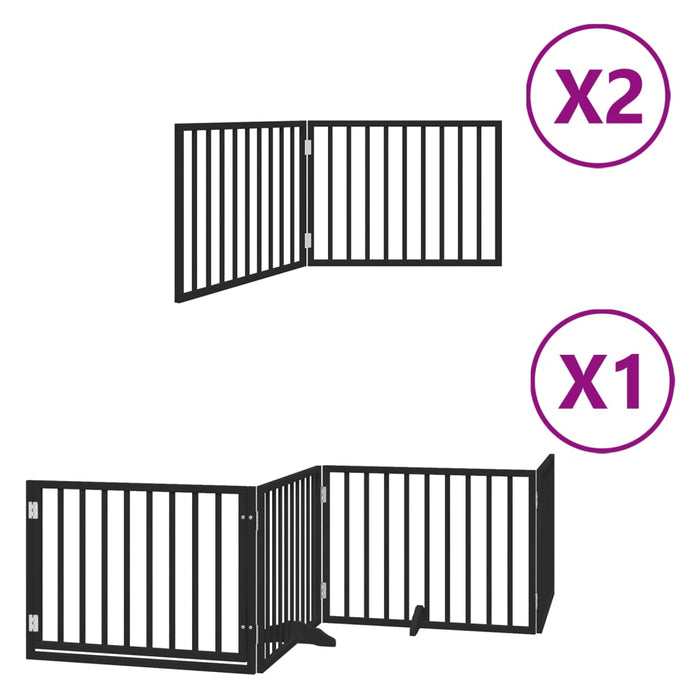 Hundeport sammenleggbar 8 paneler svart 640 cm poppeltre