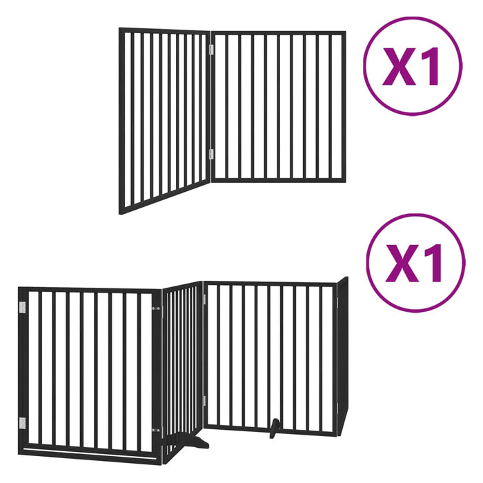 Hundeport sammenleggbar 6 paneler svart 480 cm poppeltre