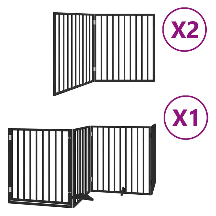 Hundeport sammenleggbar 8 paneler svart 640 cm poppeltre