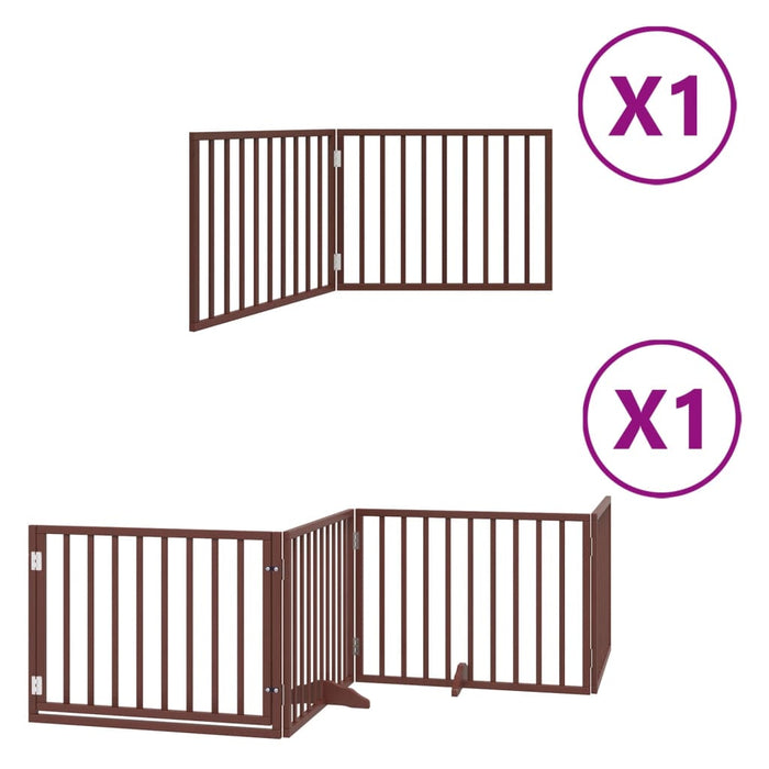 Hundeport sammenleggbar 6 paneler brun 480 cm poppeltre