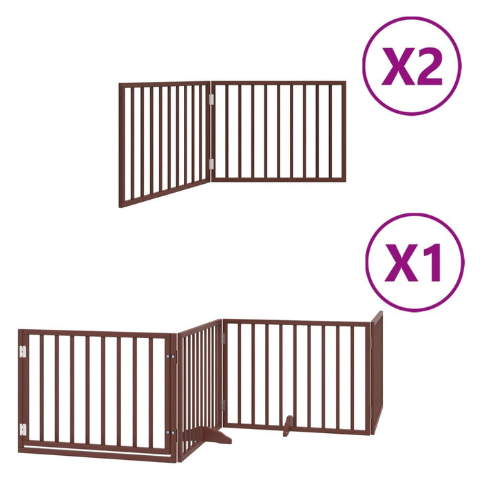 Hundeport sammenleggbar 8 paneler brun 640 cm poppeltre