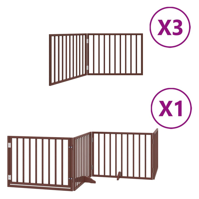 Hundeport sammenleggbar 10 paneler brun 800 cm poppeltre