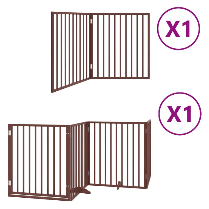 Hundeport sammenleggbar 6 paneler brun 480 cm poppeltre