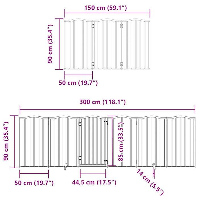 Hundeport sammenleggbar 12 paneler 300 cm poppeltre