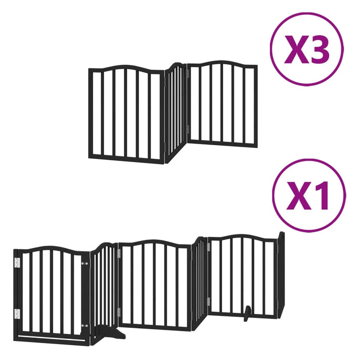 Hundeport sammenleggbar 15 paneler svart 750 cm poppeltre