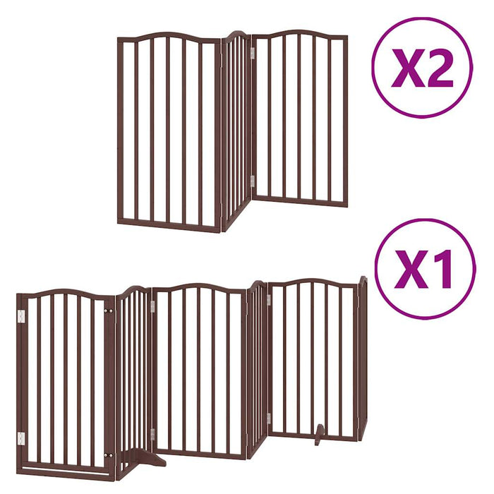 Hundeport sammenleggbar 12 paneler brun 600 cm poppeltre