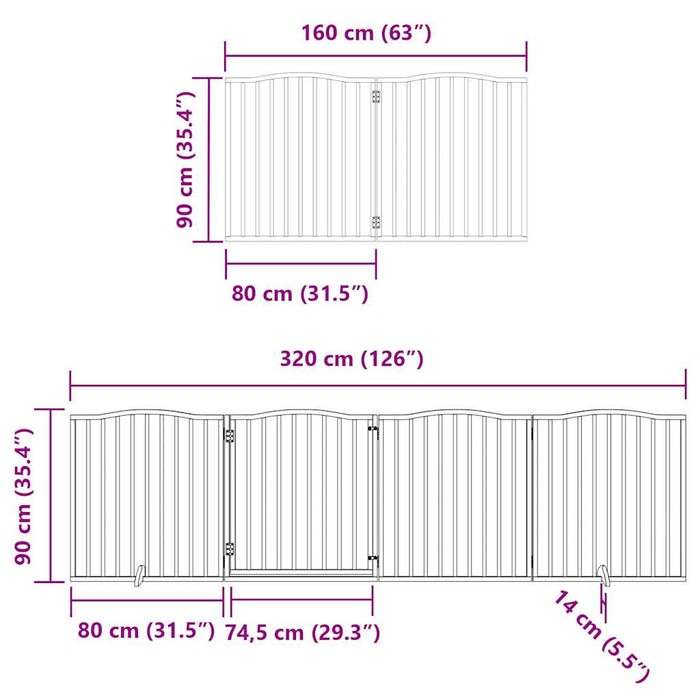 Hundeport sammenleggbar 6 paneler 480 cm poppeltre