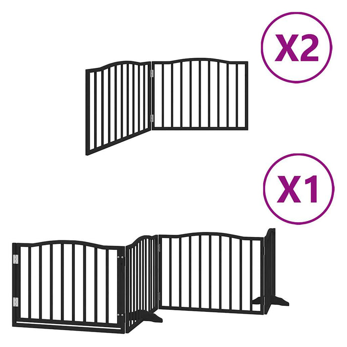 Hundeport sammenleggbar 8 paneler svart 640 cm poppeltre