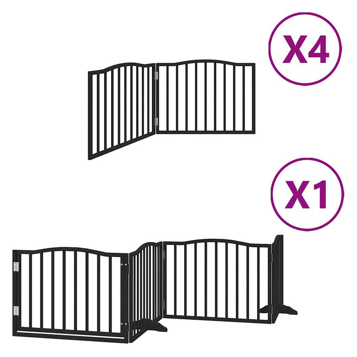 Hundeport sammenleggbar 12 paneler svart 960 cm poppeltre