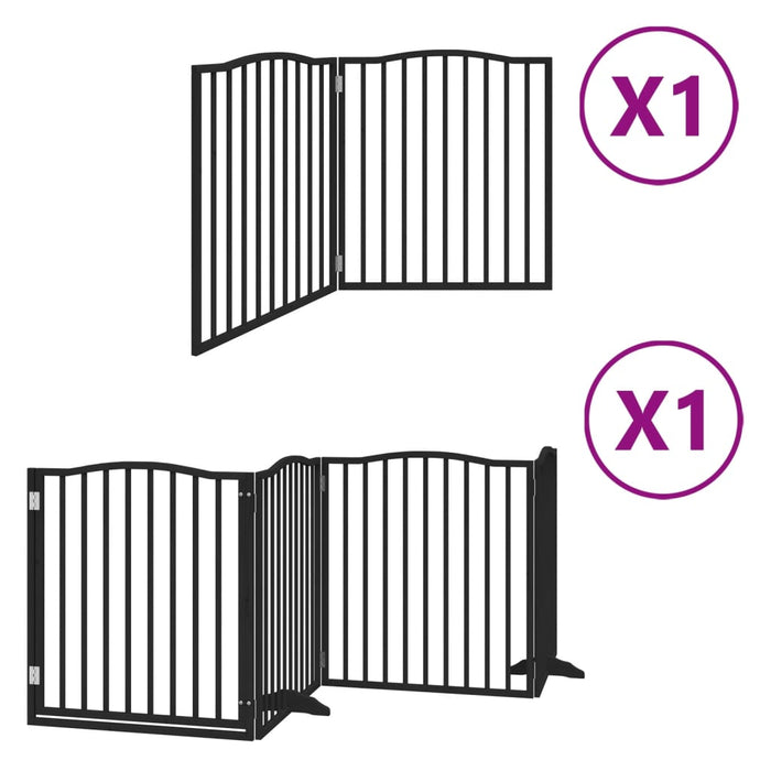 Hundeport sammenleggbar 6 paneler svart 480 cm poppeltre