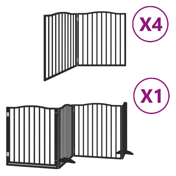 Hundeport sammenleggbar 12 paneler svart 960 cm poppeltre