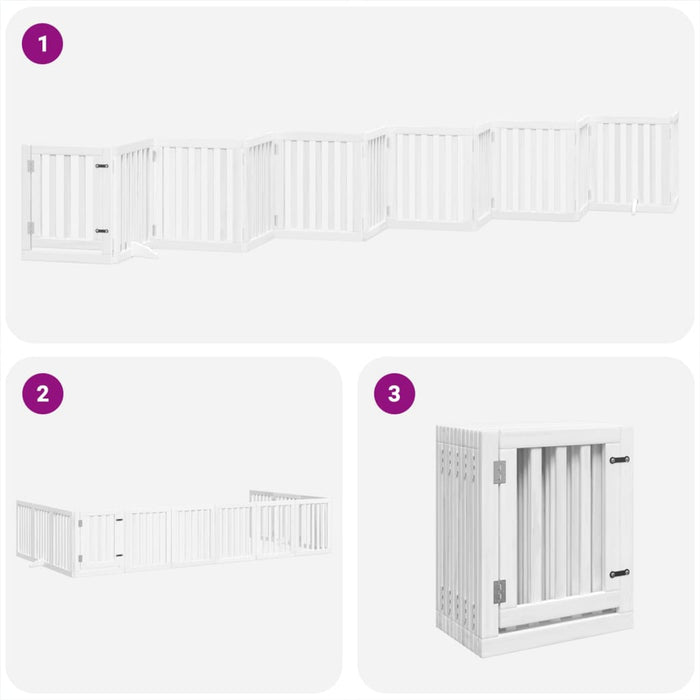 Hundeport sammenleggbar 12 paneler hvit 600 cm poppeltre