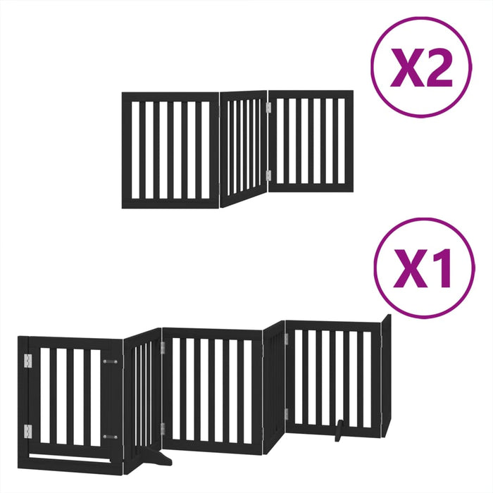 Hundeport sammenleggbar 12 paneler svart 600 cm poppeltre