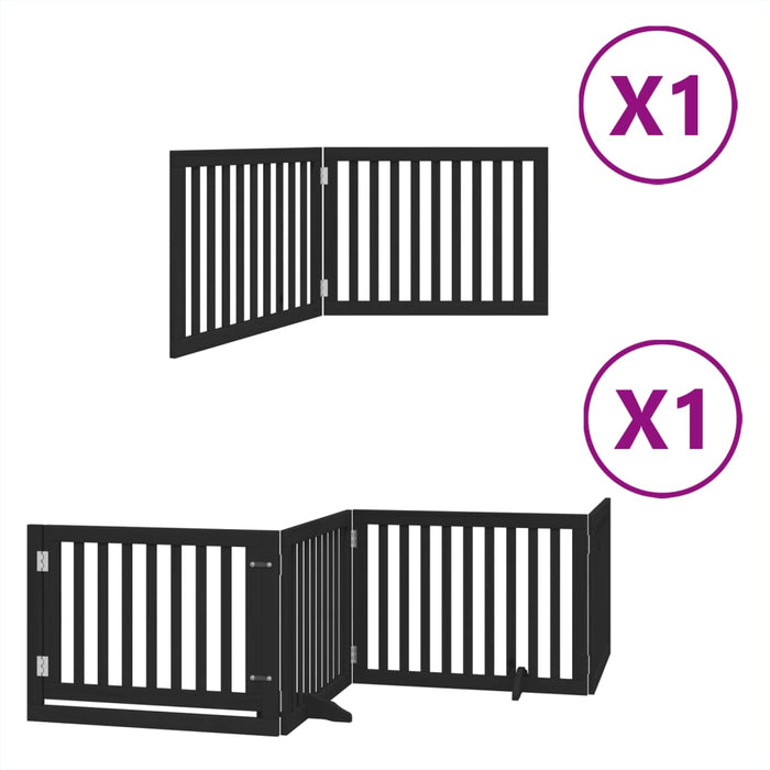 Hundeport sammenleggbar 6 paneler svart 480 cm poppeltre