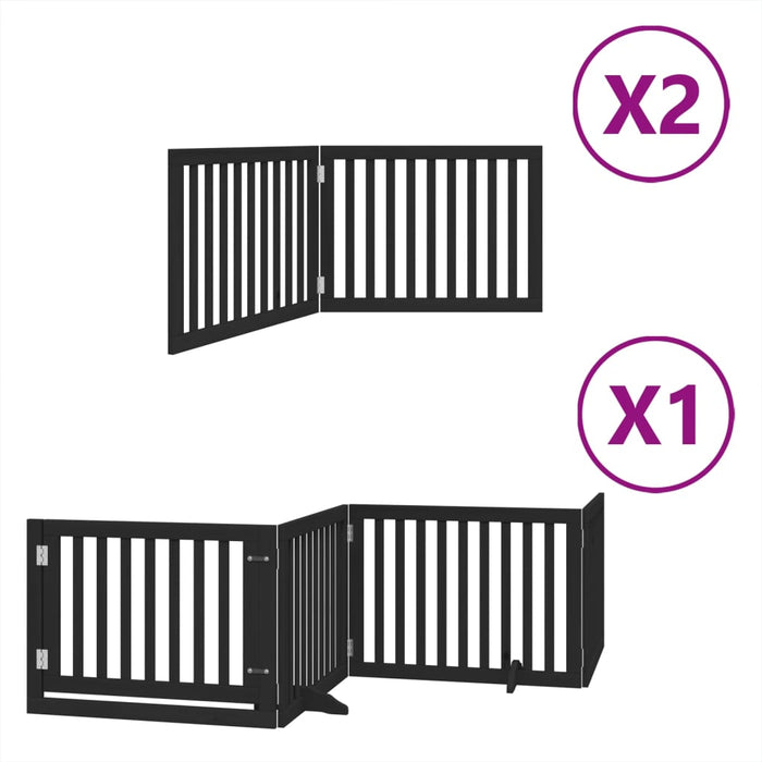 Hundeport sammenleggbar 8 paneler svart 640 cm poppeltre