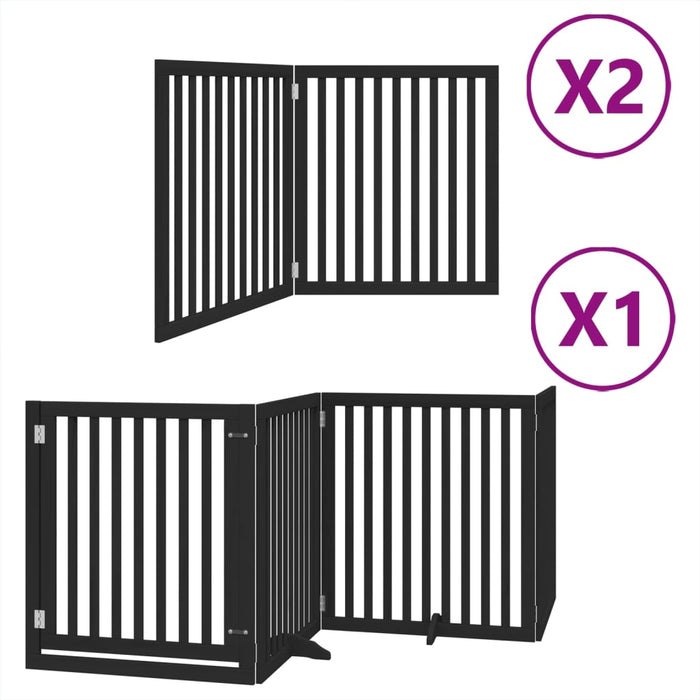 Hundeport sammenleggbar 8 paneler svart 640 cm poppeltre