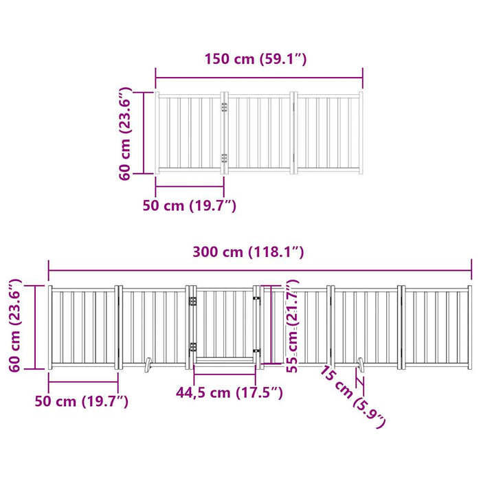 Hundeport sammenleggbar 15 paneler 750 cm poppeltre