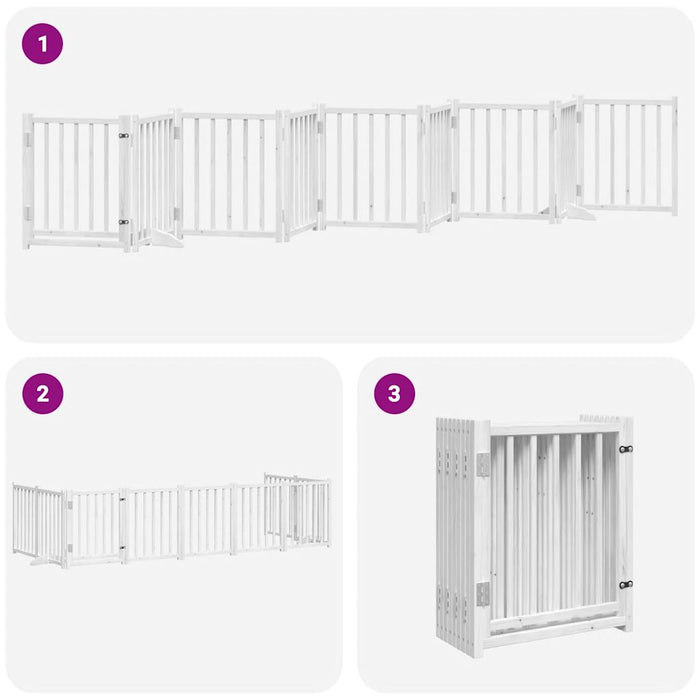 Hundeport sammenleggbar 9 paneler hvit 450 cm poppeltre