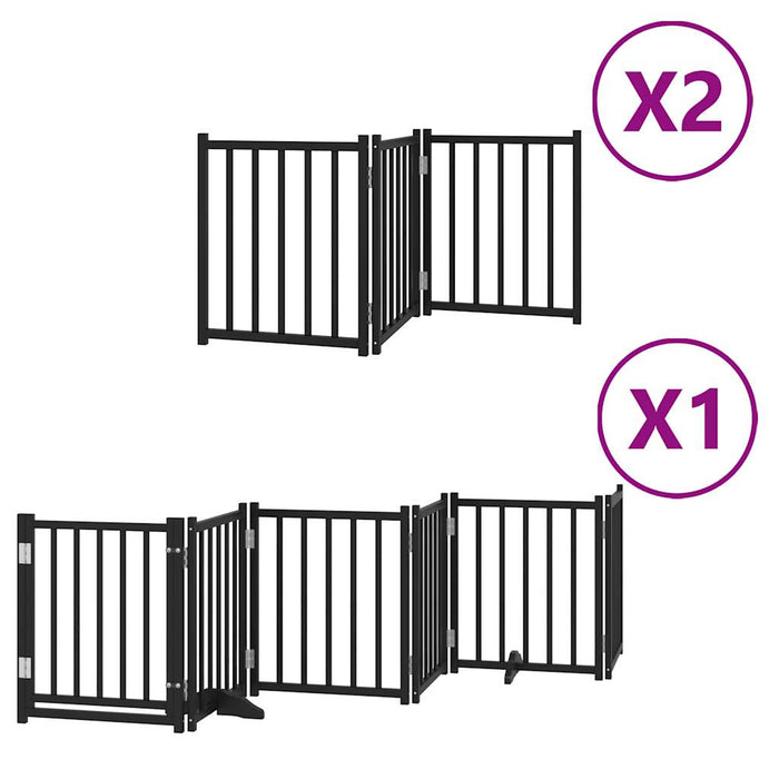 Hundeport sammenleggbar 12 paneler svart 600 cm poppeltre