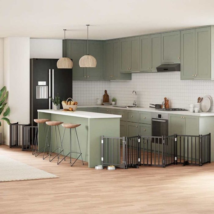 Hundeport sammenleggbar 15 paneler svart 750 cm poppeltre